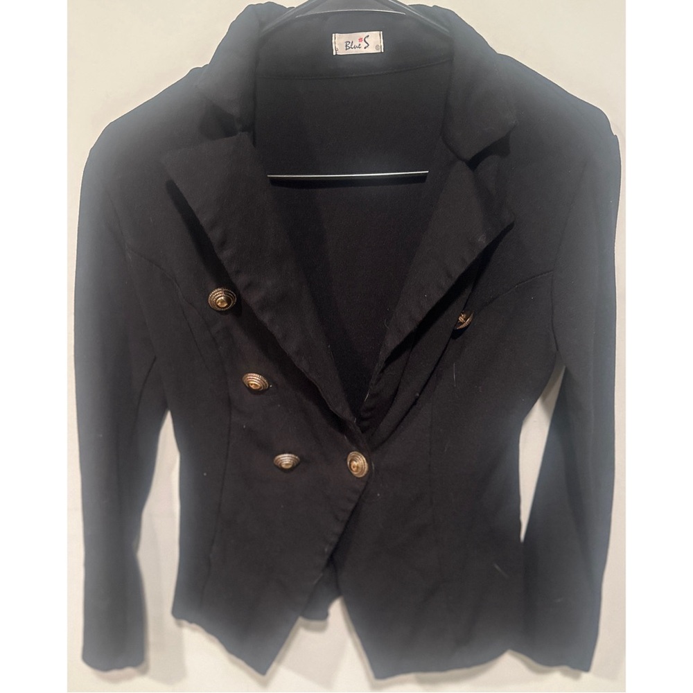 Blue S Black & Gold Buttoned Blazer Jacket